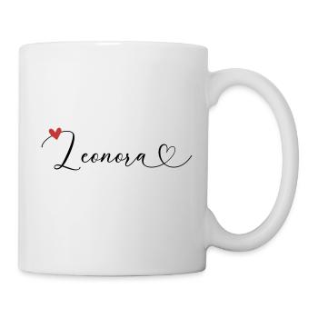 Leonora Name Vorname Kalligrafieherz - Tasse - Weiß - Rechts
