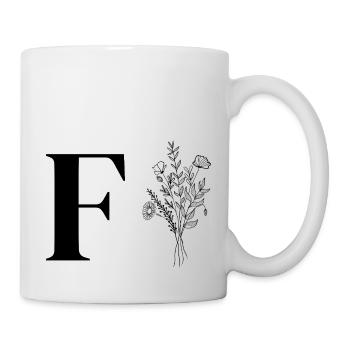 Minimalistische Blumen - Tasse - Weiß - Rechts