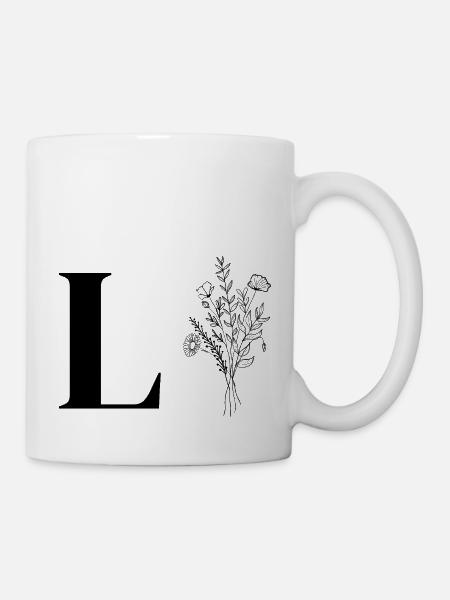 Minimalistische Blumen - Tasse - Weiß