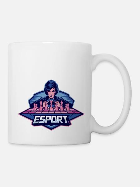 Queen Chess Pieces Sketch eSport Spiel - Tasse - Weiß