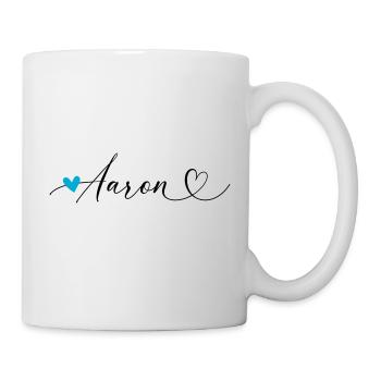 Aaron Nom Prénom Calligraphie coeur - Mug blanc - blanc - Droite