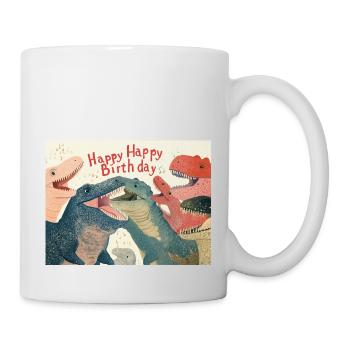Happy Birthday Dinosaurs - Tasse - Weiß - Rechts