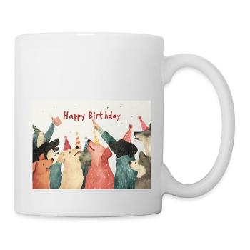 Happy Birthday dogs - Tasse - Weiß - Rechts
