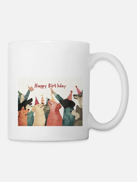 Happy Birthday dogs - Tasse - Weiß
