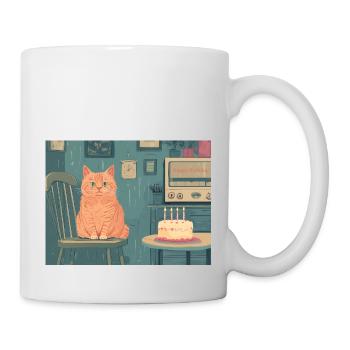 Happy Birthday cat - Tasse - Weiß - Rechts