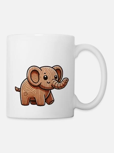 holz elefant - Tasse - Weiß