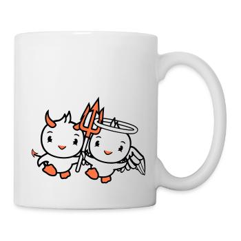 Birds Angel Sky Devil Horns Satan Hell Evil - Mug - white - Right