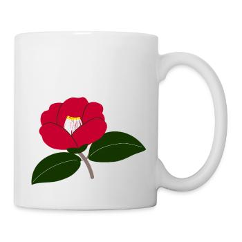 Rote Kamelienblüte Illustration2 - Tasse - Weiß - Rechts