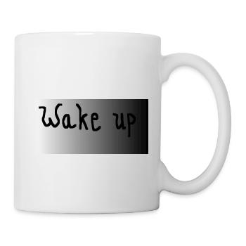 Wake up- schwarz weiß grau - Tasse - Weiß - Rechts