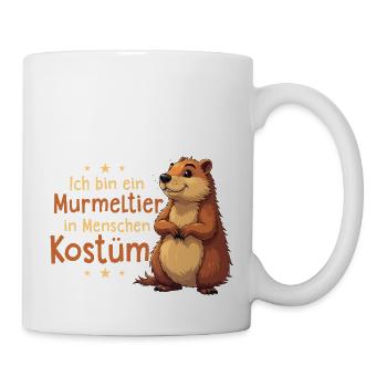 Ich bin ein Murmeltier in Menschen Kostüm Tier - Tasse - Weiß - Rechts