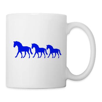 3 Pferde Silhouette Team Reiter reiten Freunde süß - Tasse - Weiß - Rechts