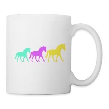 3 Pferde Silhouette Team Reiter reiten Freunde süß - Tasse - Weiß - Rechts