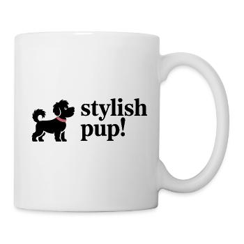 Adorable Black Puppy with Pink Collar - Mug - white - Right