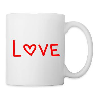 Red Striped Heart Love Design - Mug - white - Right