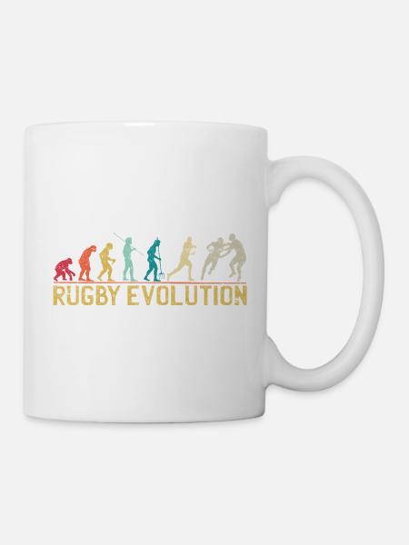 Rugby Evolution Silhouette Design - Tasse - Weiß