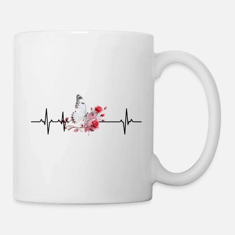 Papillon Équilibre Florale - Mug blanc - blanc