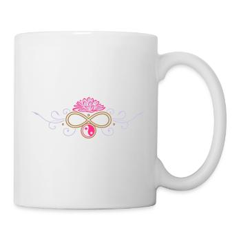Lotus Ornament mit Yin und Yang Symbol  - Tasse - Weiß - Rechts