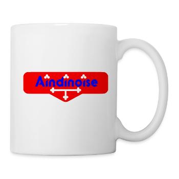 Ainnoise-Logo mit Details der Ain-Flagge - Tasse - Weiß - Rechts