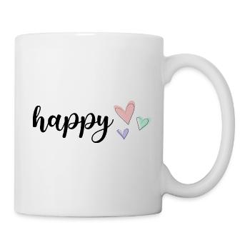 Happy Vibes, Playful Heart Pattern on Pastel - Mug - white - Right