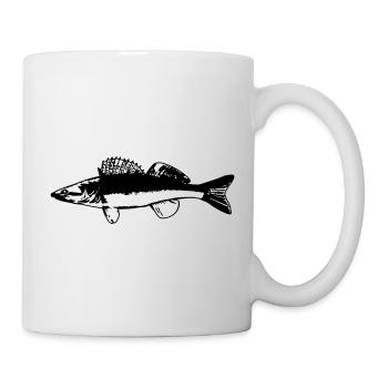 Fisch im Wasser Design auf Blau - Tasse - Weiß - Rechts