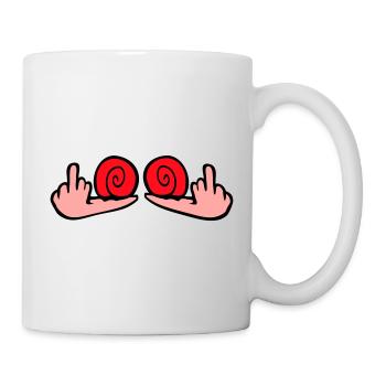 Schnecke Mittelfinger Beleidigung Wichser Fuck You - Tasse - Weiß - Rechts