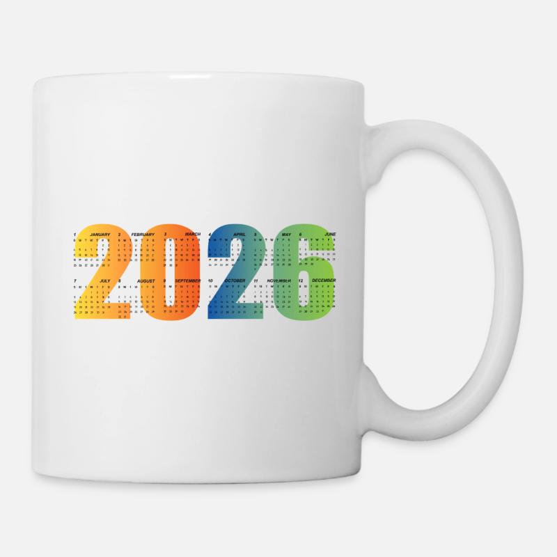 Calendrier annuel 2026 - Mug blanc - blanc