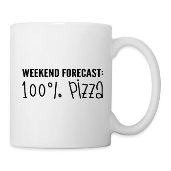 Vorhersage für das Wochenende: 100% Pizza - Tasse - Weiß - Rechts
