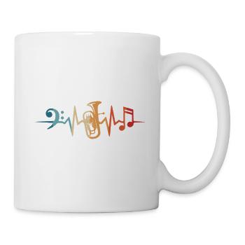 Euphonium Heartbeat Brass Band Music Musicians - Mug - white - Right