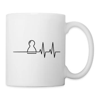 Battement de cœur du joueur de société : ligne ECG - Mug blanc - blanc - Droite