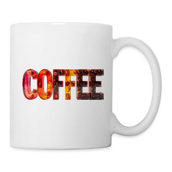 COFFEE – Glasbuchstaben mit Kaffeebohnen - Tasse - Weiß - Rechts