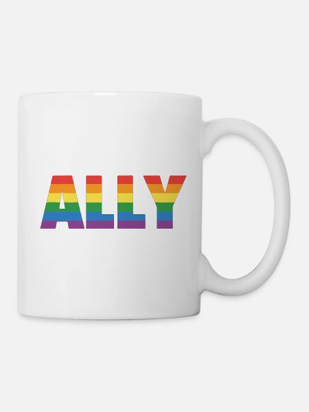 ALLY – Regenbogen Design für LGBTQ+ Supporter - Tasse - Weiß