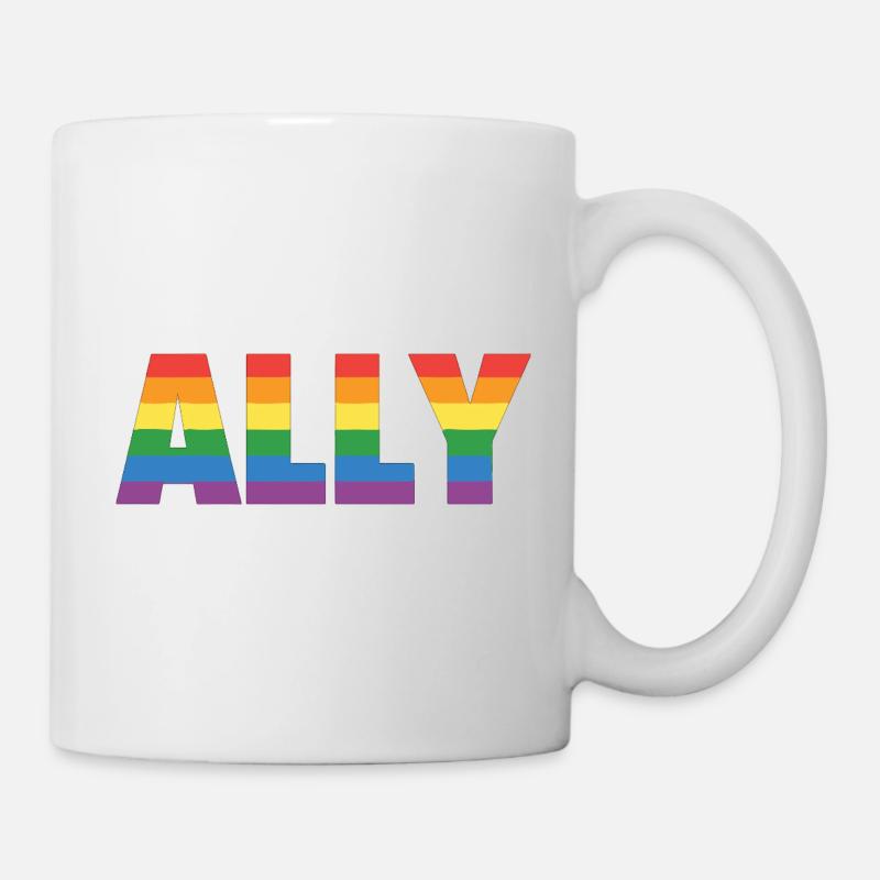 ALLY – Rainbow Design for LGBTQ+ Supporters - Mug - white