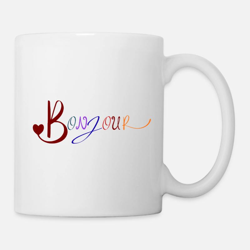 Bonjour mignon français salutation design - Mug blanc - blanc