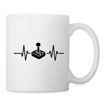 Heartbeat Gamer, Gamecontroller Strichzeichnung Design - Tasse - Weiß - Rechts