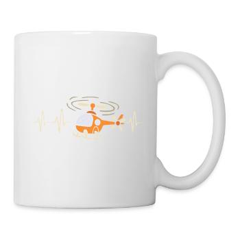 Helicopter Heartbeat Cartoon Design - Mug - white - Right