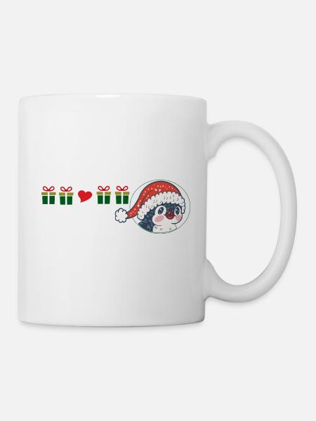 Pinguin mit Weihnachtsmütze - Tasse - Weiß