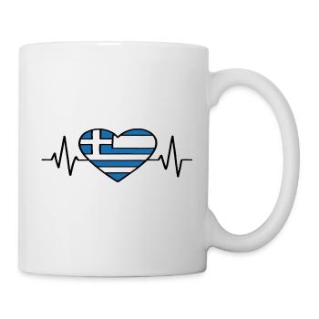 Grèce Heartbeat Ligne Drapeau Amour Voyage Design - Mug blanc - blanc - Droite