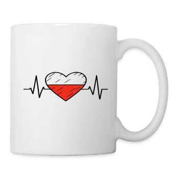 Drapeau de la Pologne Heartbeat Line Conception de la fierté polonaise - Mug blanc - blanc - Droite
