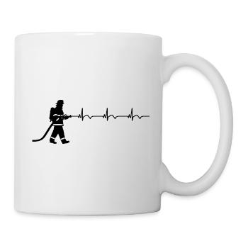 Pompier, pompier, pompier, ECG Battement de cœur - Mug blanc - blanc - Droite