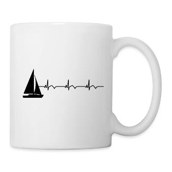 Segelboot Segeln EKG Herzschlag - Tasse - Weiß - Rechts