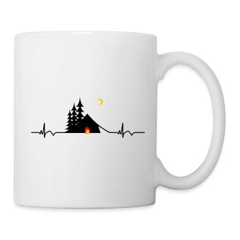 Outdoor Camping Campfire ECG Heartbeat - Mug - white - Right