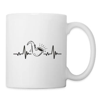 Saxophon Rhythmusmusik Jazzinstrument Herz - Tasse - Weiß - Rechts