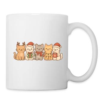 Katzen, Kinder, Jungen, Mädchen, Weihnachten - Tasse - Weiß - Rechts