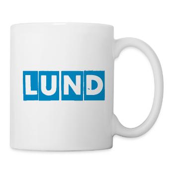 Lund – Blaues Textdesign - Tasse - Weiß - Rechts
