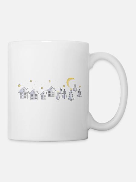 Dorf im Lichterglanz zum Advent - Tasse - Weiß