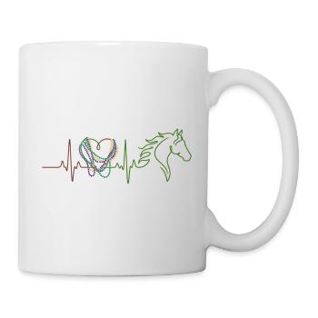 Reiterin Pferd Karneval Fasching EKG Herz Geschenk - Tasse - Weiß - Rechts