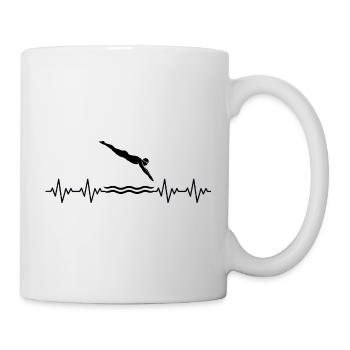 Nageurs Nage ECG Battement de cœur - Mug blanc - blanc - Droite