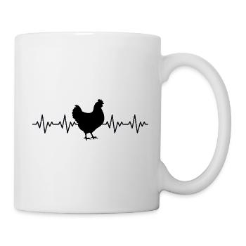 Hahn Gockel Henne EKG Herzschlag - Tasse - Weiß - Rechts