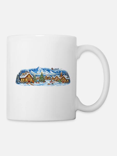 Winterdorf im Weihnachtsglanz - Tasse - Weiß