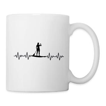 Battement de cœur au paddle debout SUP, SUP, ECG - Mug blanc - blanc - Droite
